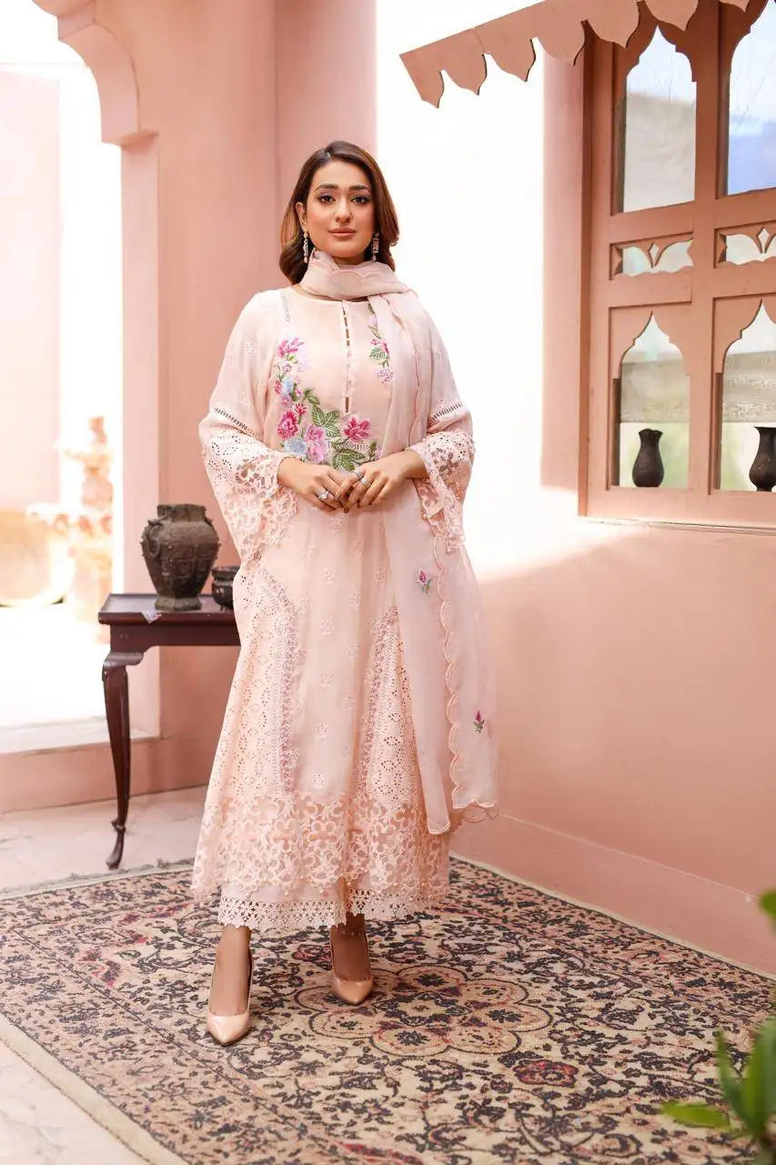 Peach Blossom Shirt with Dupatta