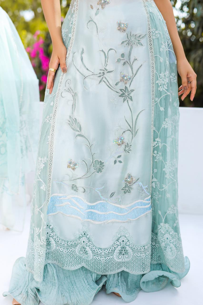 Ocean Gown Shirt with Dupatta