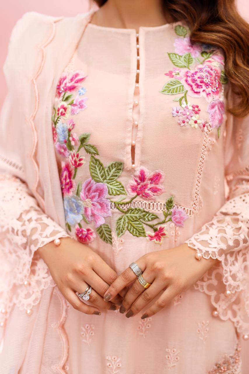 Peach Blossom Shirt with Dupatta