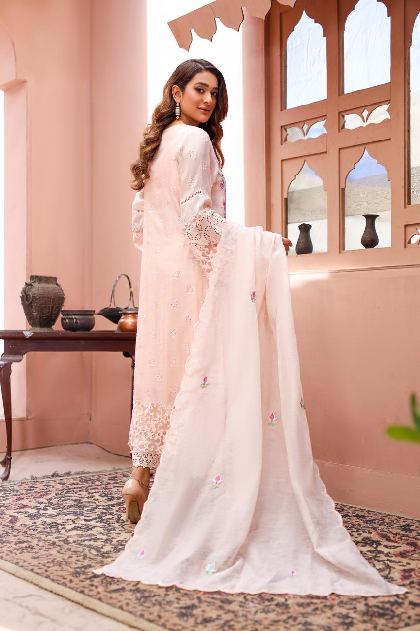 Peach Blossom Shirt with Dupatta