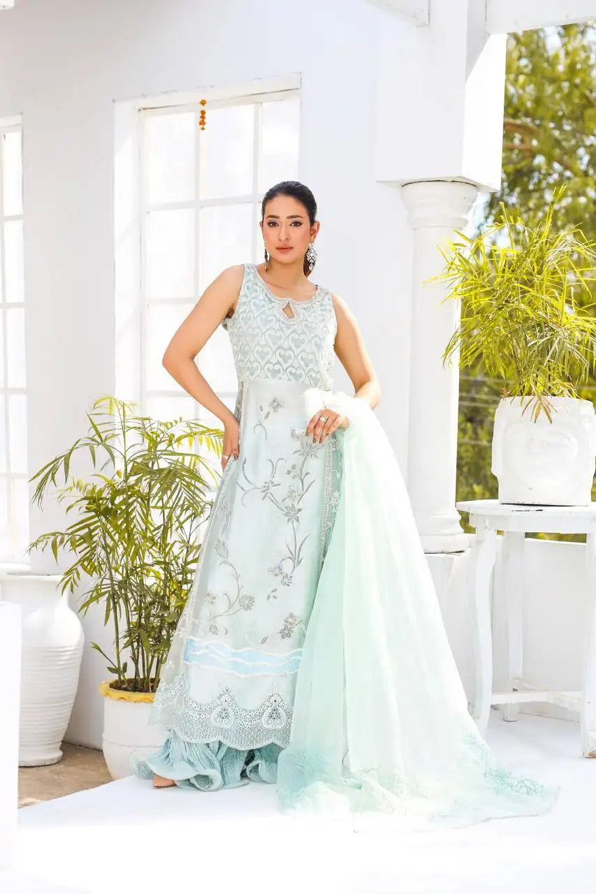Ocean Gown Shirt with Dupatta
