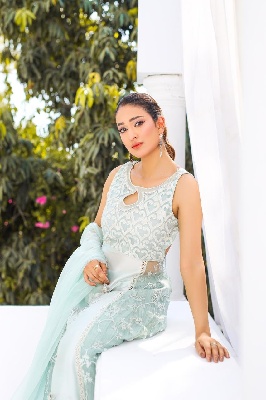 Ocean Gown Shirt with Dupatta - Image 7